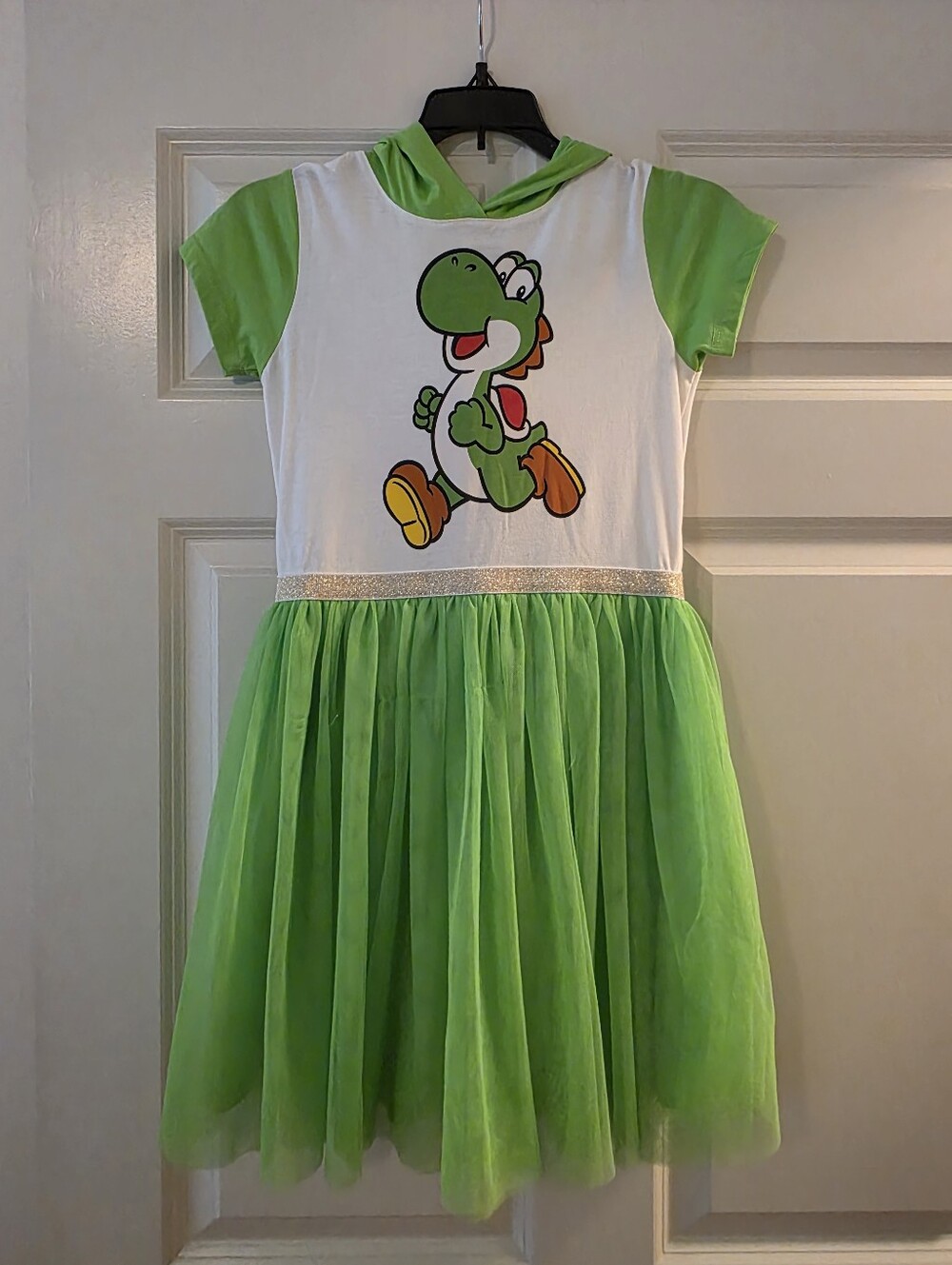 Girls Green Yoshi Hooded Tulle Dress